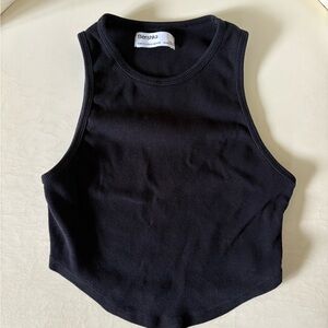 Bershka Black Fitted Crop Tank Top